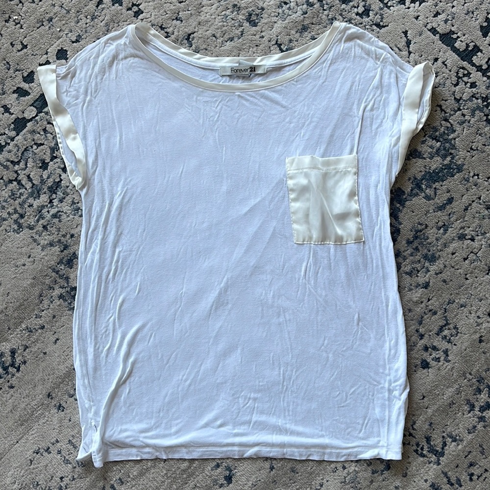 White T-shirt with Satin